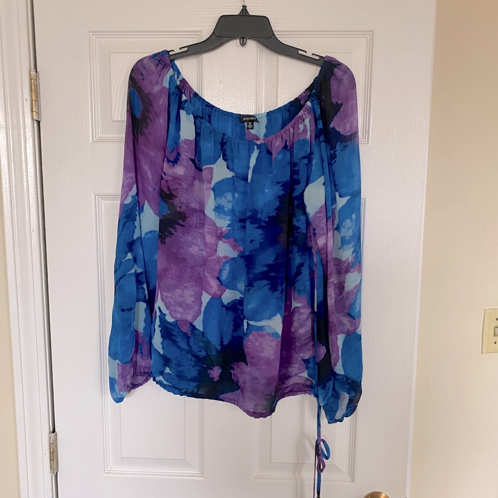 NINE WEST Flowy Blouse with Long-Sleeves (Size M)